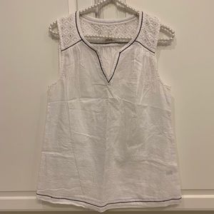 J. Crew seersucker & lace white tank top 2
